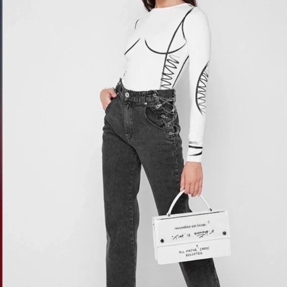 Long Sleeve Bodysuit Sketch Contour Off-White - Picture 2 of 5